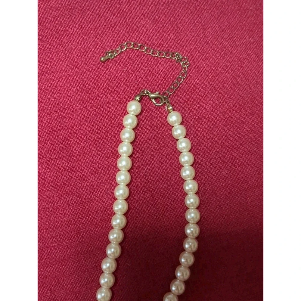 Vintage Faux Pearl And Rhinestone 3‎ Strand Necklace
